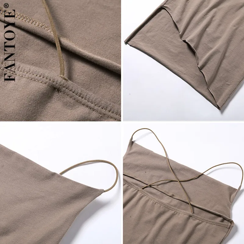 FANTOYE Asymmetrical Cross Spaghetti Strap For Women Dress Sexy V Neck Backless Summer Dresses Skinny Partywear Female Vestidos | Женская