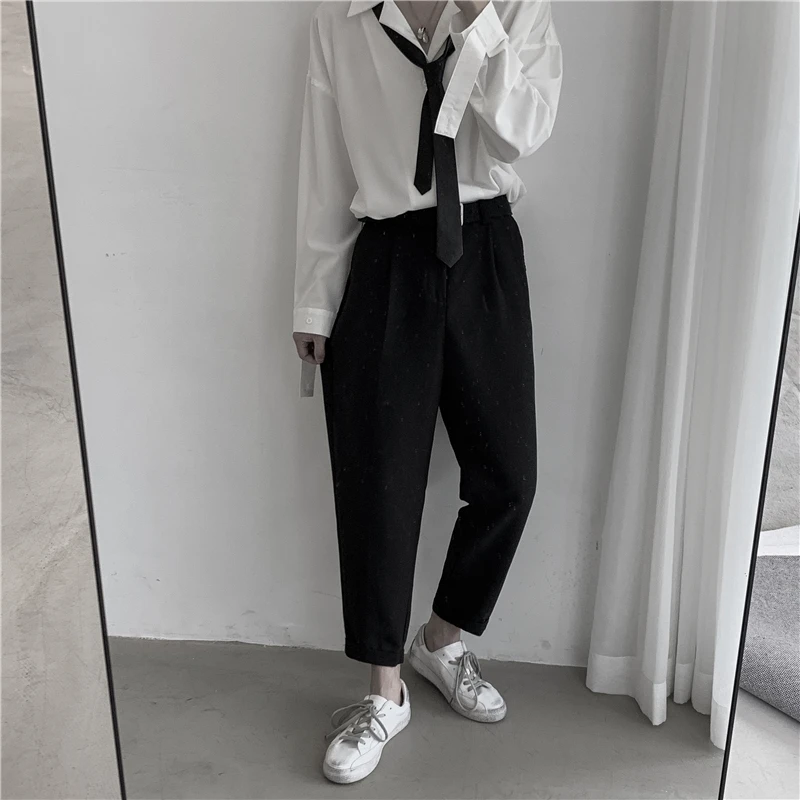 Мужские повседневные брюки свободные однотонные прямые в западном стиле