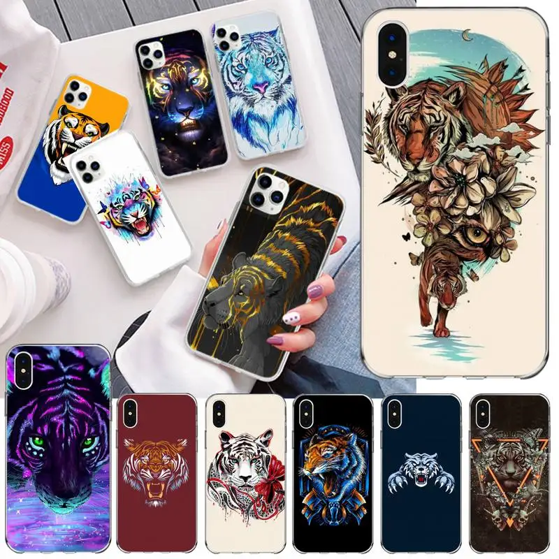 Крутой мягкий резиновый чехол с изображением головы тигра для телефона iPhone 11 pro XS