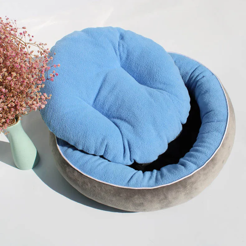 Blue Мягкий собачий кровать и коврик круглая кошка кроватка гнездо домик для домашнего животного-собаки Подушка плюшевая подушка щенок шезлонг диваны для маленьких средних собак SML - Цвет: Blue