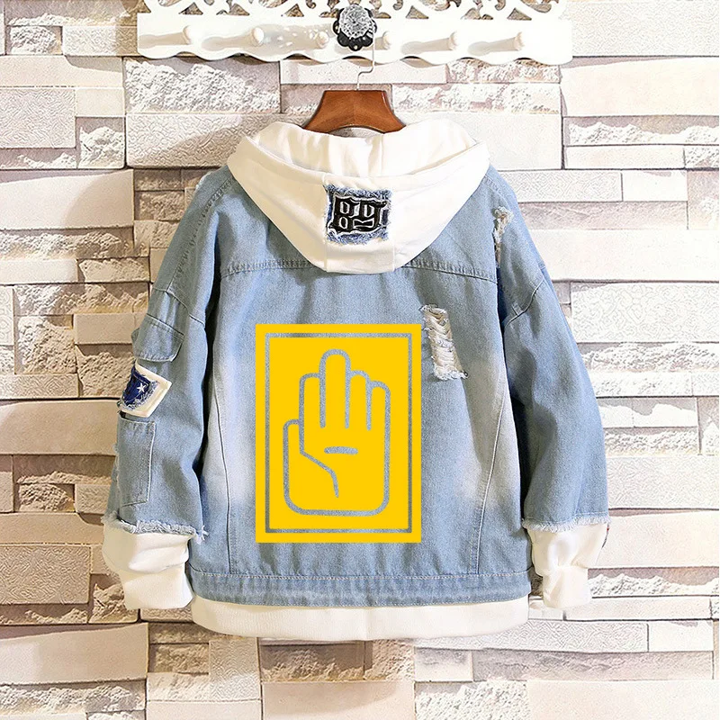 Джинсовая куртка с капюшоном для косплея на весну/осень|Мужские толстовки и