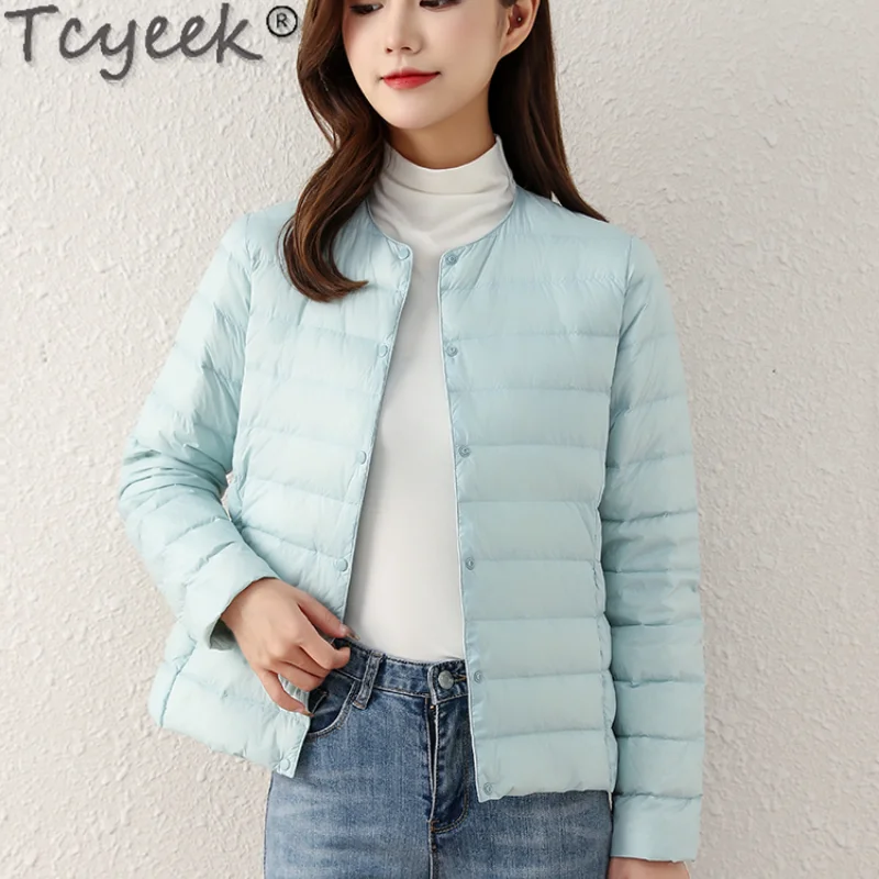 

Tcyeek Autumn Jackets Women High Quality White Duck Down Coats Famale Light Short Korean Jacket Casusal Kurtki Damskie SQQ429