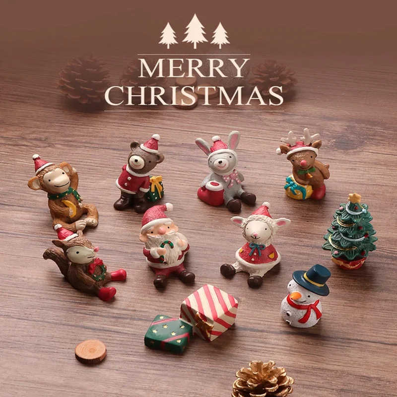 

Christmas Santa Claus Christmas Tree Elk Mini Animal Trinkets Room Decoration Resin Christmas Decoration Gift