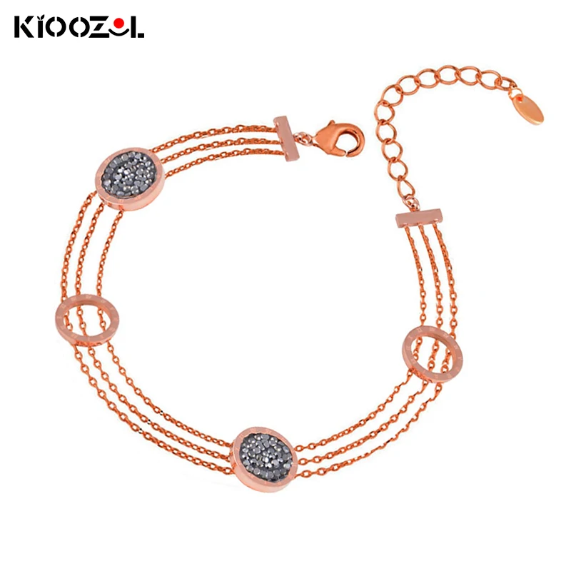 

KIOOZOL Unusual Boho Stainless Steel Bracelet Hollow Circle with Solid CZ Chain Bracelet for Valentine's Gift 2021 Trend 016 DP1