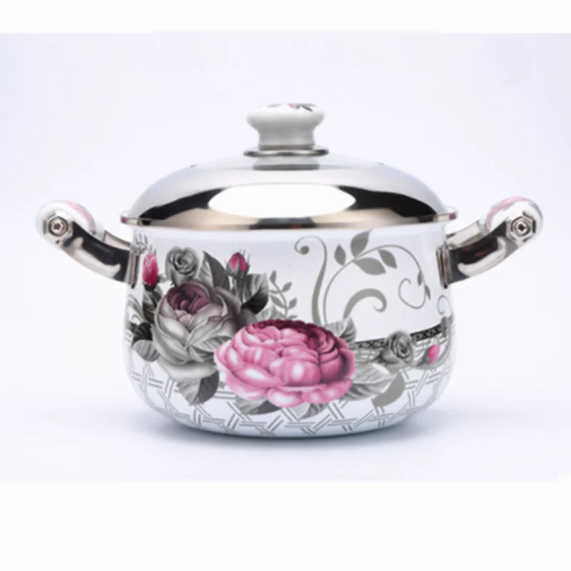 Эмалированная кастрюля Shabu shabu домашняя большой емкости для супа тушения газовая