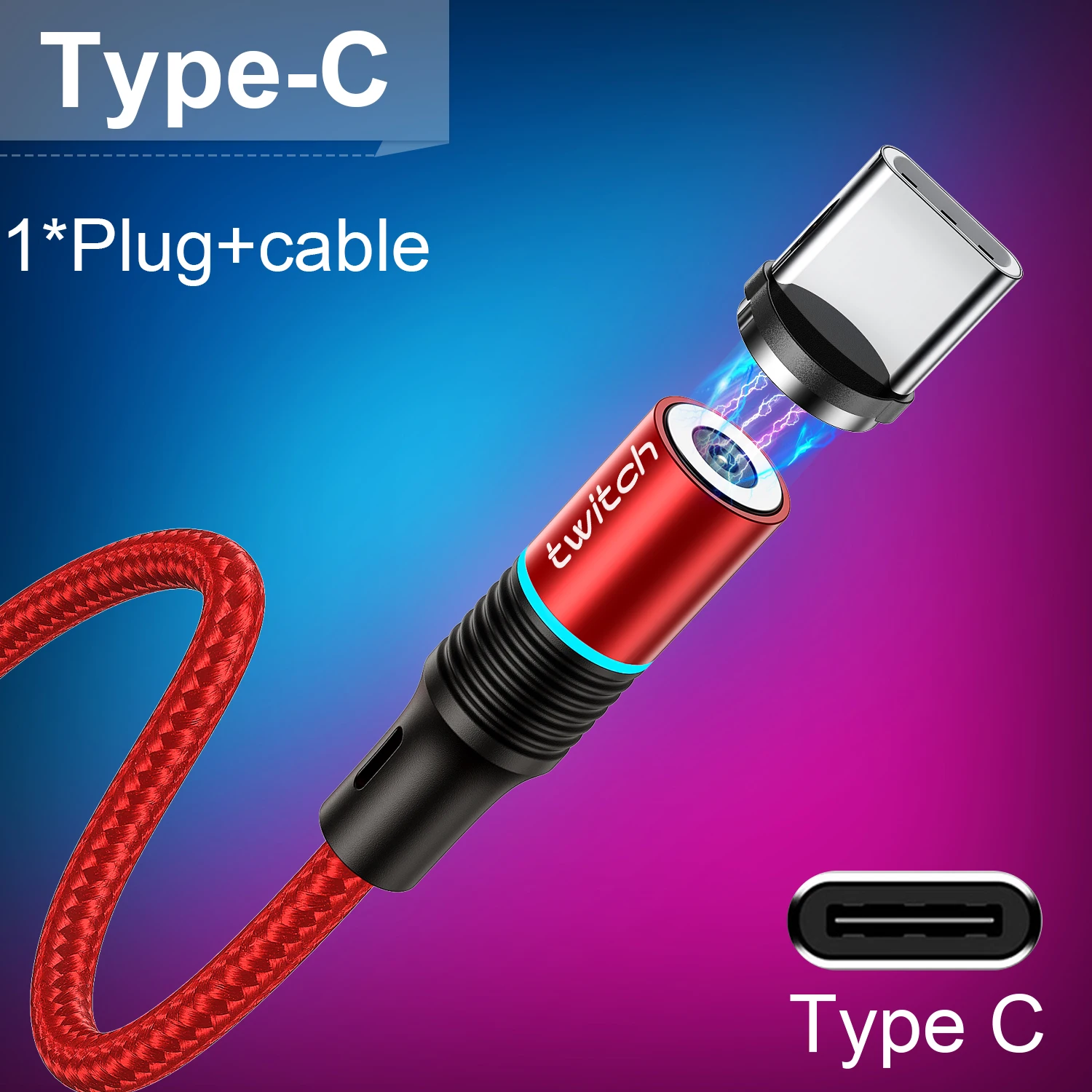 Магнитный кабель Twitch usb type-C кабель для samsung S10 huawei Xiaomi Быстрая зарядка type-C зарядный провод USB C магнит - Цвет: Red Type C Cable