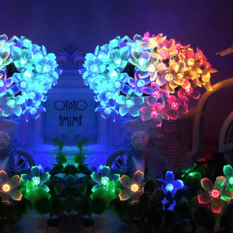 Солнечная гирлянда персикового цвета водонепроницаемая Рождественская теплый