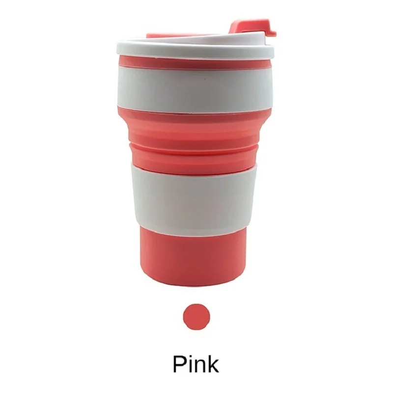 

350ml silicone portable folding water cup with lid travel telescopic cup