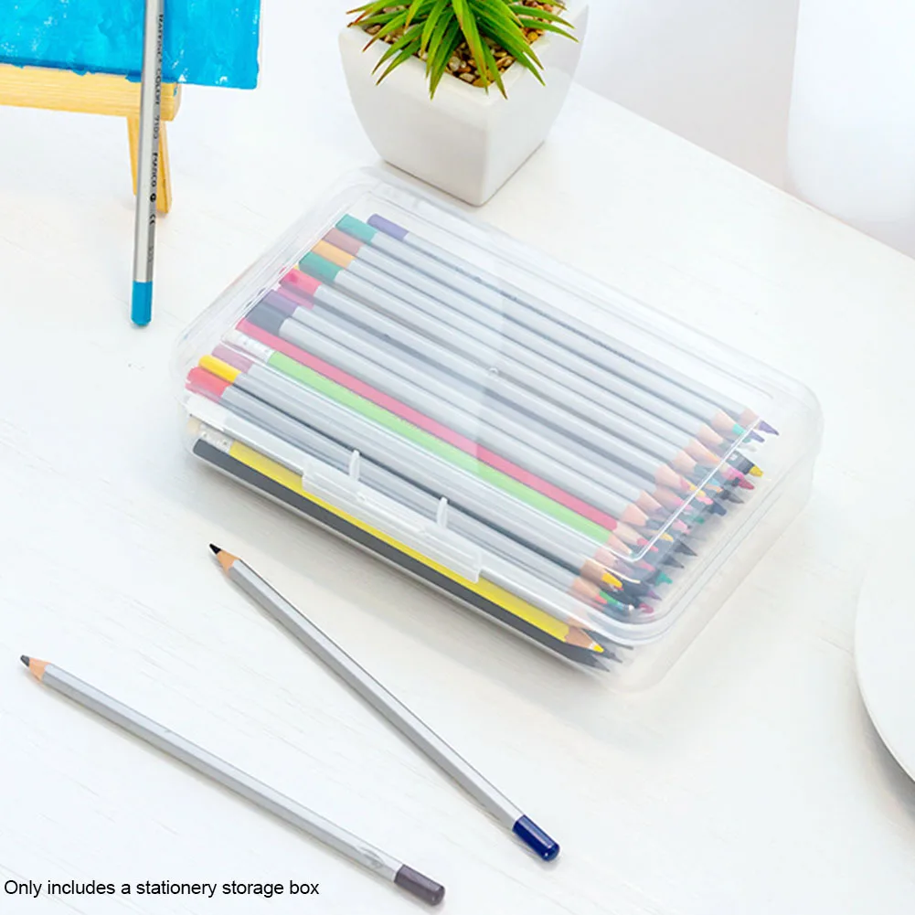

Easy Clean Study Home Pencil Case Large Capacity Stationery Storage Box School Desk Organizer PP With Lid Office Accessories