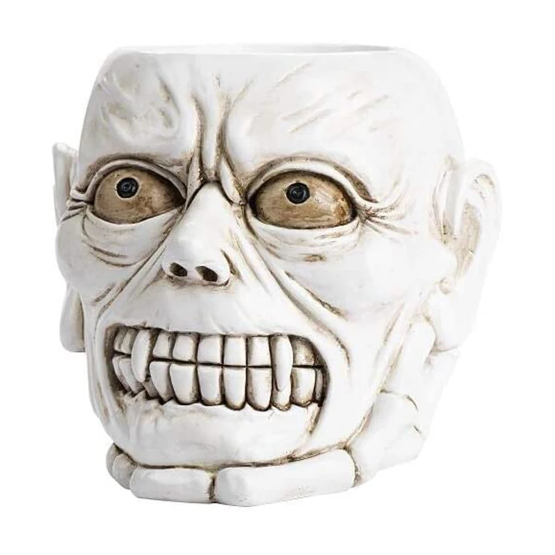 

Head Skull Skeleton Desk Pencil Holder Stand,Pen Cup Makeup Brush Holder Organizer for Home Office School Desktop Decor