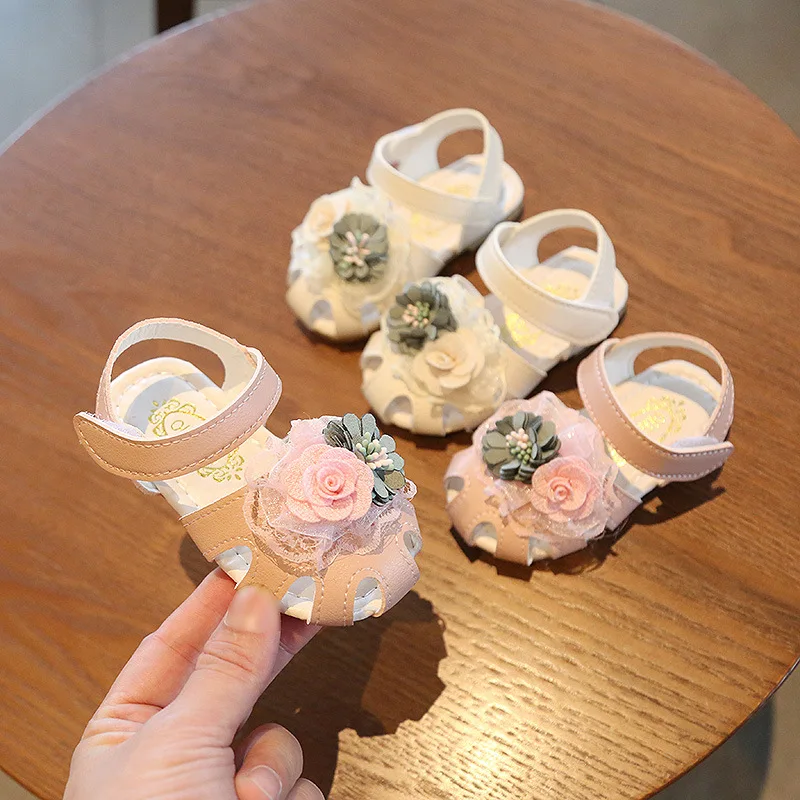 Босоножки с цветами для маленьких девочек обувь малышей детская на весну/лето