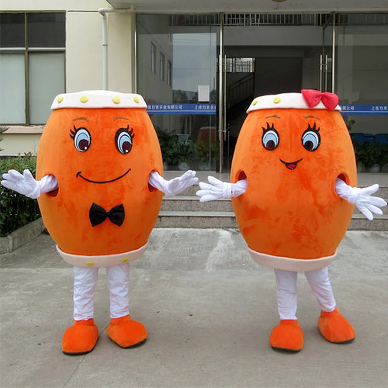 

Halloween Cosplay Cartoon Plush Drum Mascot Costume Dress Suit Party AD Carnival