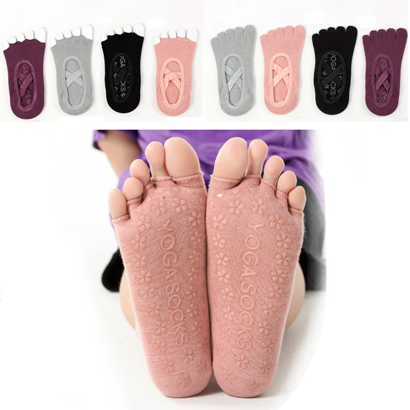 Носки с пятью пальцами для йоги быстросохнущие дышащие нескользящие носки