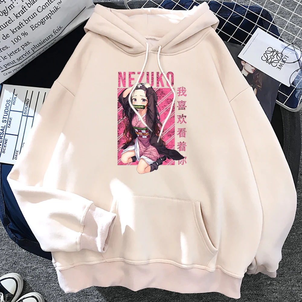 

Nezuko Kamado Demon Slayer Cartoons Womens Hoody Street Hip Hop Hoody Personality Crewneck Autumn Casual Fleece Autumn Pullover
