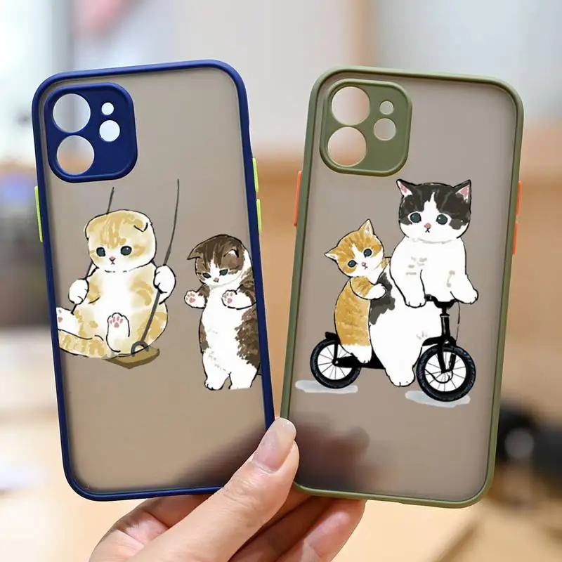 

Cat Animal Clear funny cute Phone Case matte transparent For iphone 7 8 11 12 13 plus mini x xs xr pro max cover