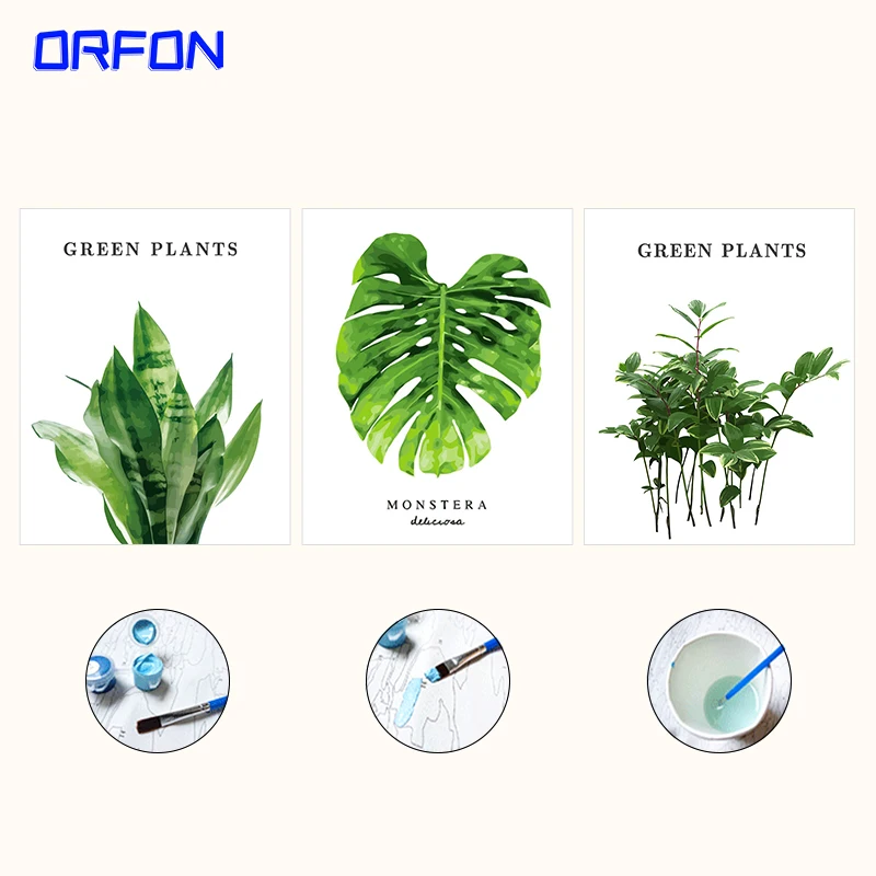 DIY Краска по номеру растительный лист пейзаж Холст Картина масляная краска ing