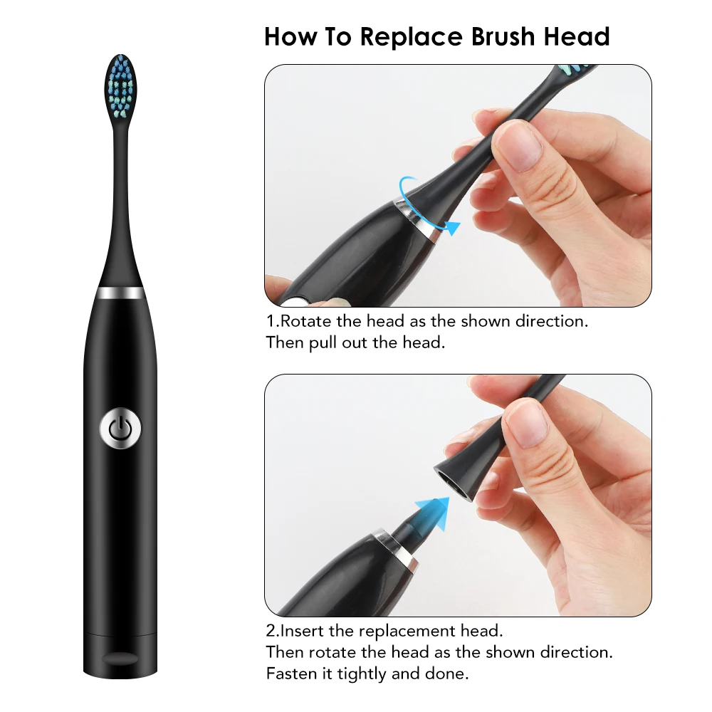 

Electric Toothbrush Adult Timer Brush No Rechargeable Tooth Brushes Replacement Heads Set Battery Operated Oral Hygien Teeth