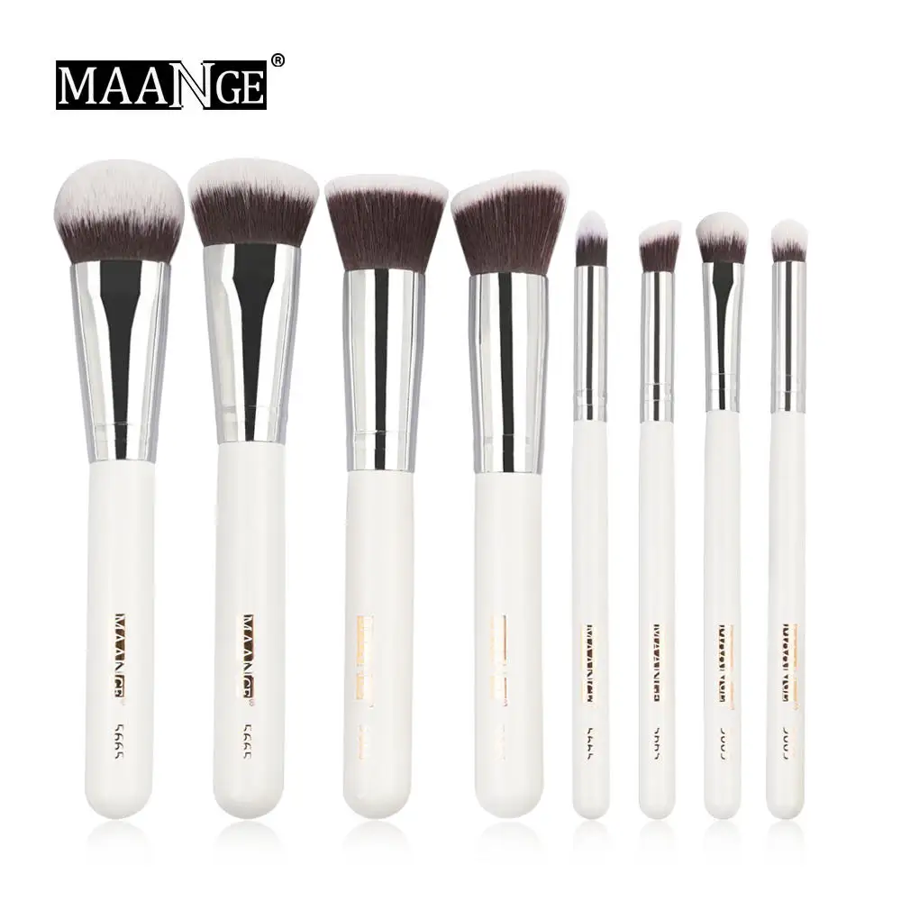 brush set only B MAANGE Pro, 8 шт./партия, набор кистей для макияжа с чехлом, мягкая синтетическая основа для волос, пудра, тени для век, смешивание кисти для макияжа, новинка - Handle Color: brush set only B