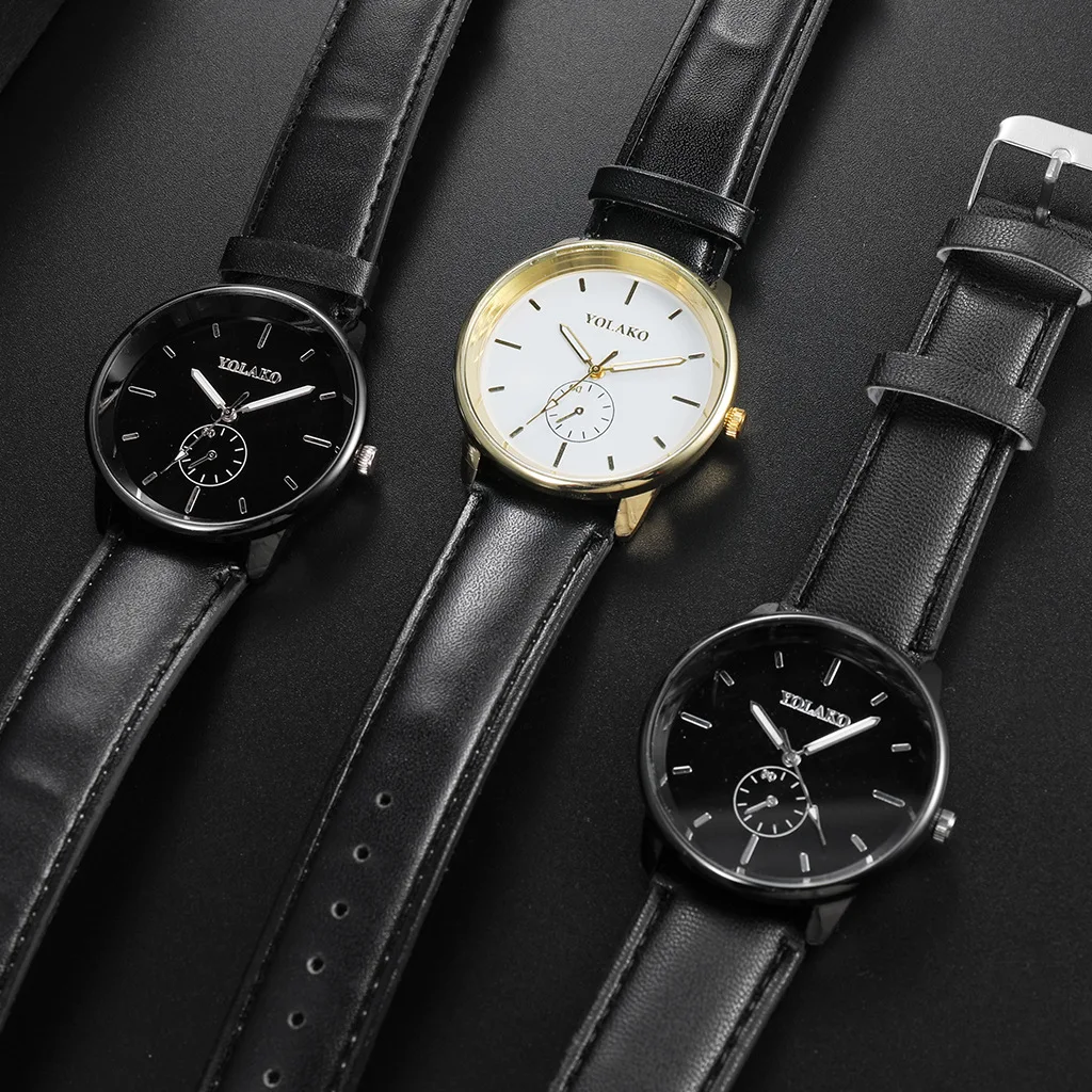 

New Fashion Watch Men's High Quality Leather Simple Fashion Casual Watch Round Monocular Dial Quartz Watch