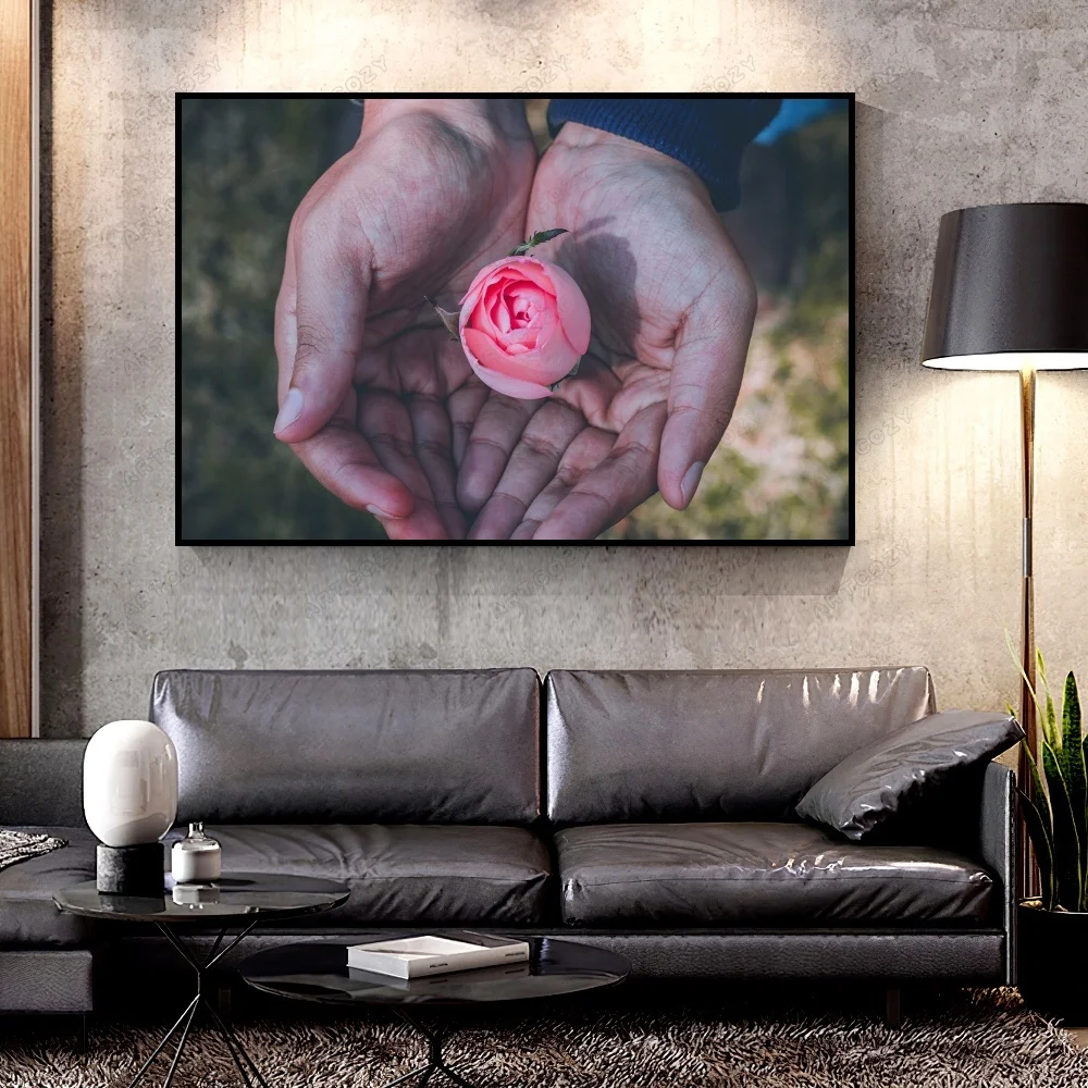 

Artcozy Oil Canvas Painting rose_hands_bud For Home Decoration Wall Art
