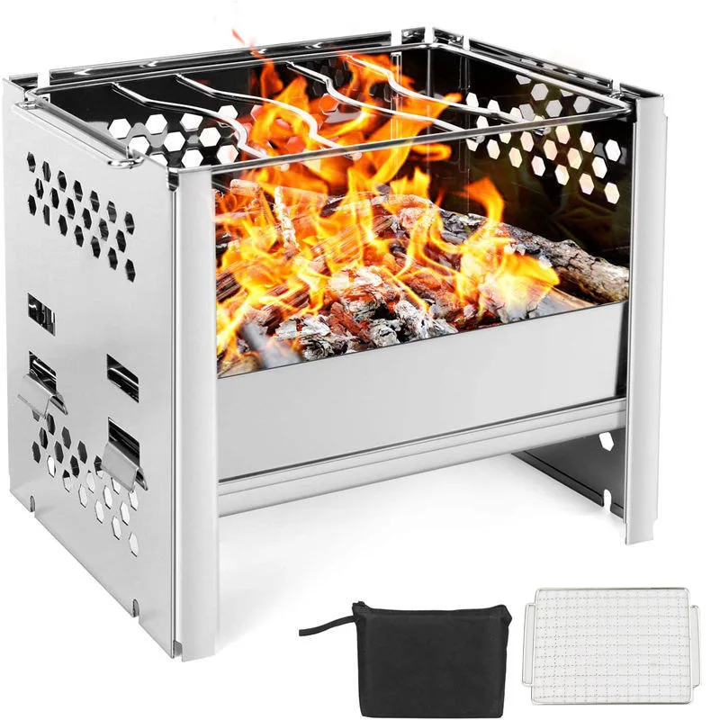 Портативная древесная плита SS складной угольный гриль уличный - Цена: 1387.19