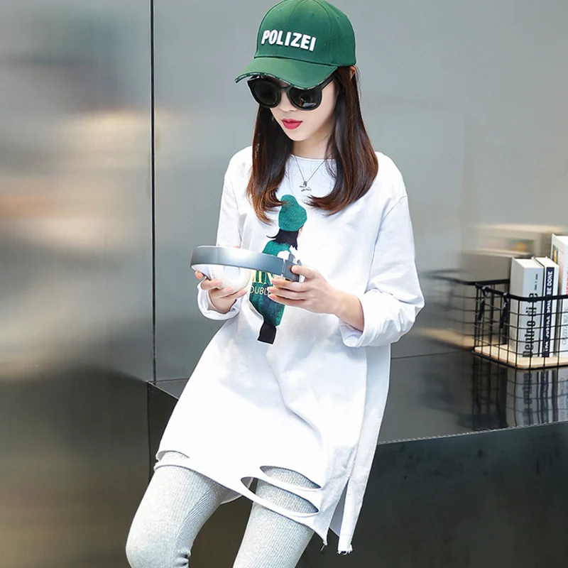 

Women T-shirt Long-Sleeve 2021 New Arrival Spring And Autumn Cotton Letter Female T-shirt Student White Korean Style c18
