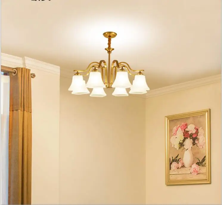 Американская люстра направленного вниз Кабинета медная для столовой гостиной