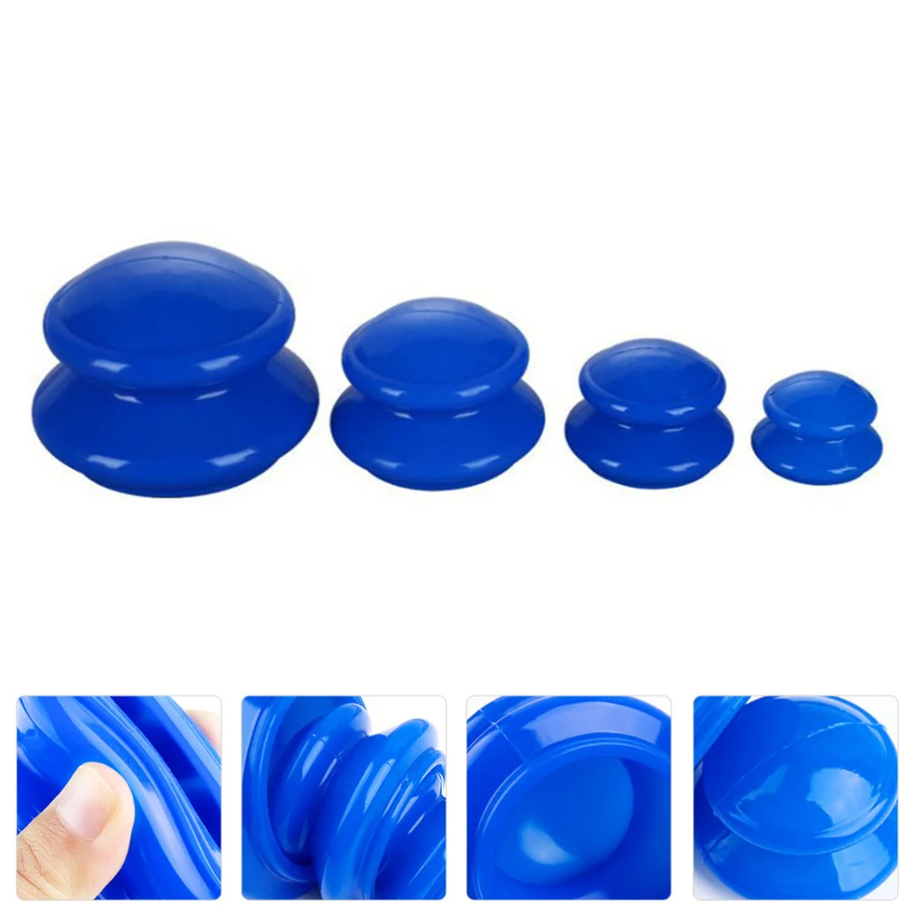 

4Pcs Silicone Cupping Moisture Absorbing Cupping Cup Home Cupping Tools (Blue)