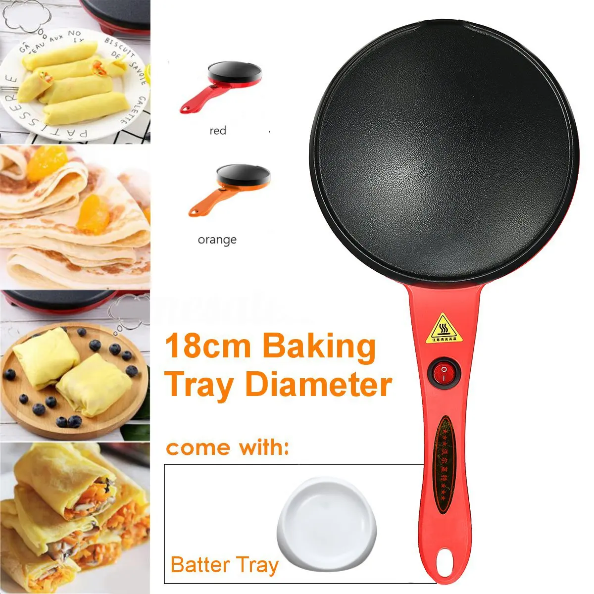 

220V Non-Stick Crepe Maker Pan Household Electric Pancake Cake Machine Frying Pie Pizza Griddle Portable Kitchen Baking Tools