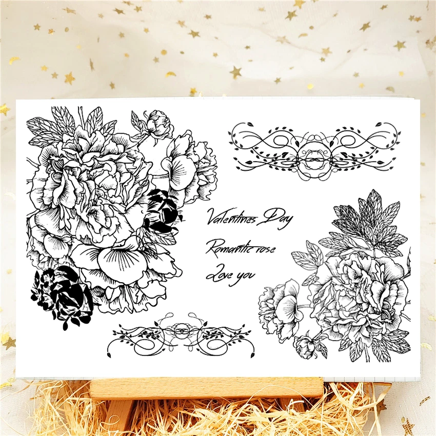 11x16 см цветов Цветущая прозрачный печать прозрачные наклейки силиконовый валик