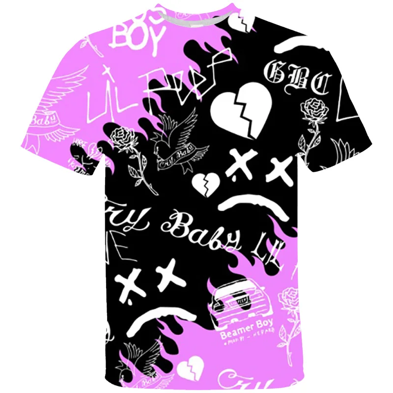 Футболка женская оверсайз с 3D принтом Lil Peep Детская рубашка коротким рукавом в
