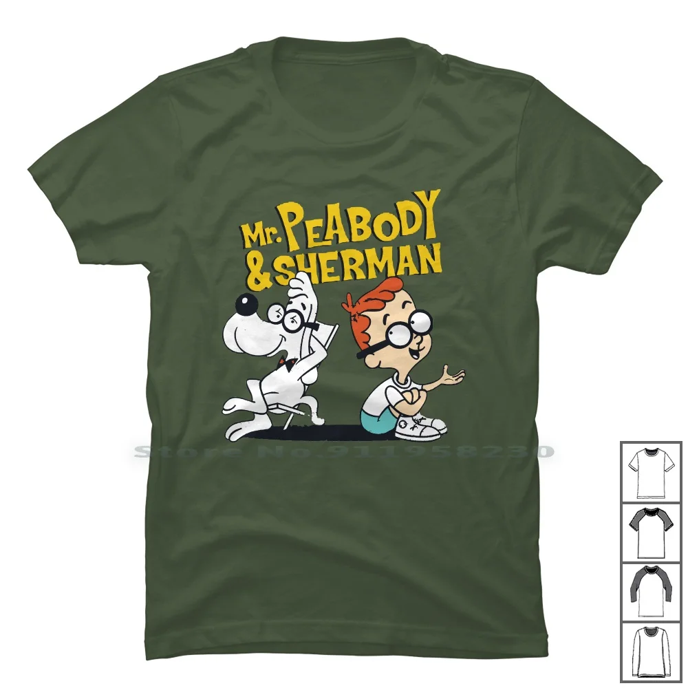 

Mr Peabody And Sherman T Shirt 100% Cotton Illustration Popular Cartoon Herman Trend Body She Hot End Ny Mr Me