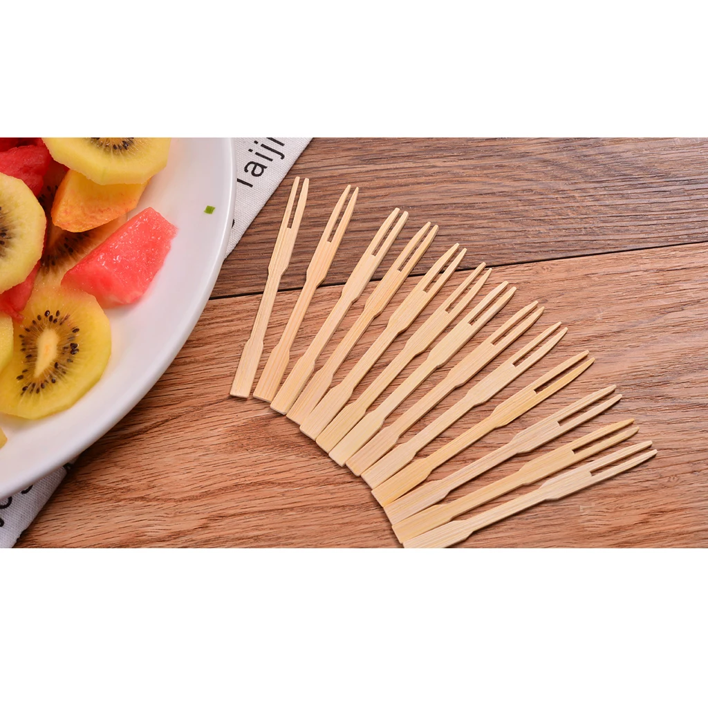 100 шт. бамбуковые вилки для пикника фруктов салатов | Дом и сад