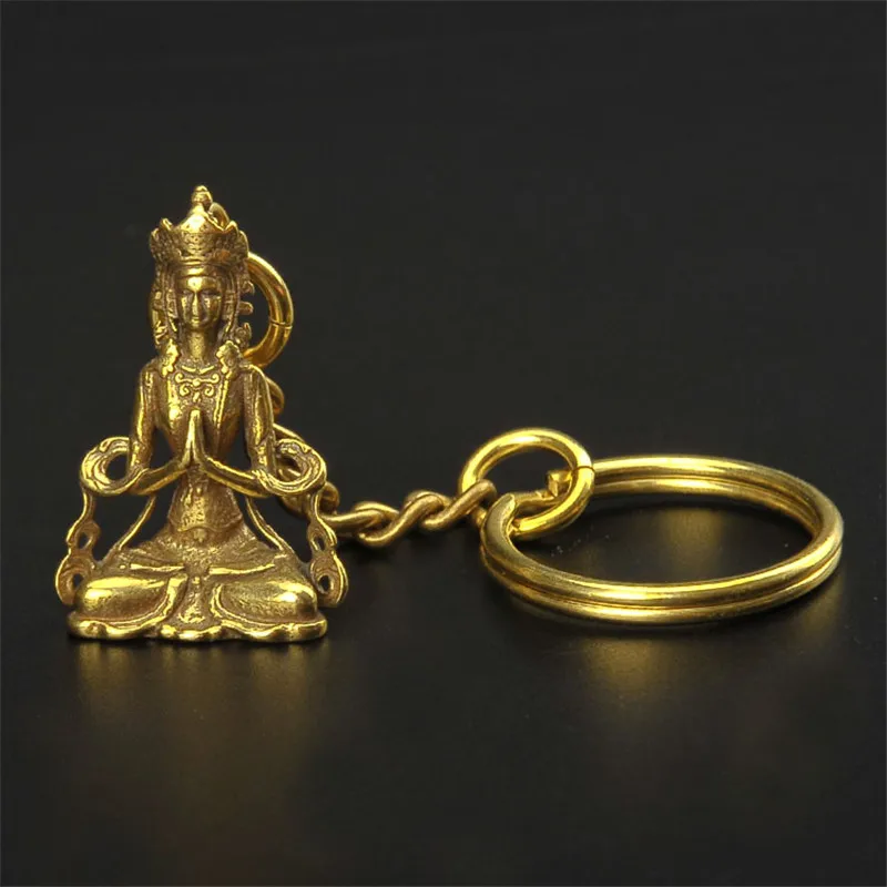 Мини-брелок Guanyin из чистой меди ручной работы подвески Висячие ювелирные изделия