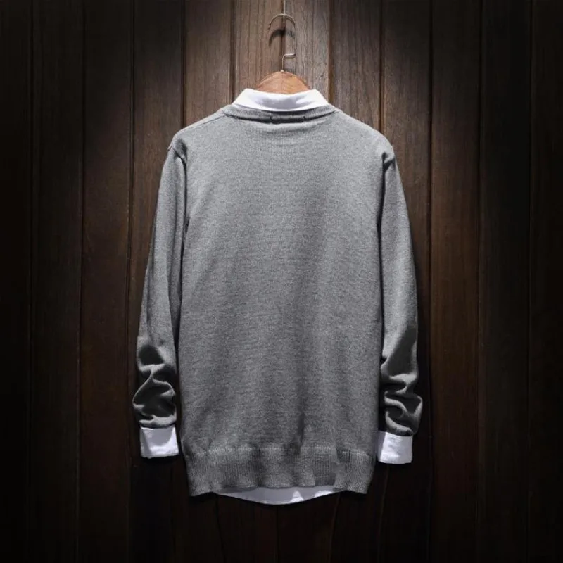 Зимний свитер мужской теплый модный однотонный Повседневный вязаный пуловер