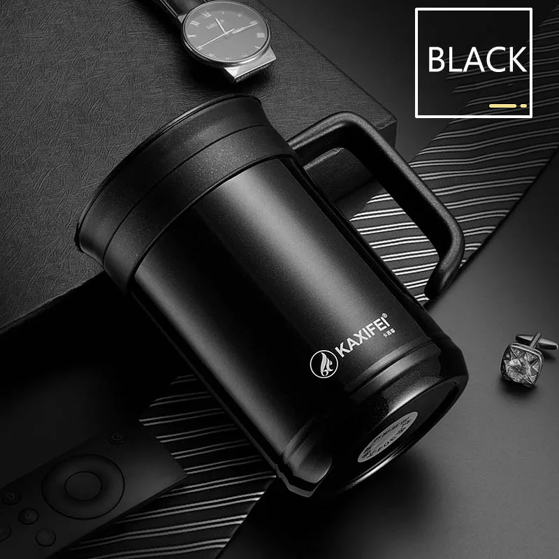 Black Вакуумные фляги из нержавеющей стали, бутылка-термос для чая, термос, чайная кружка, чашка, бутылка с сеточкой для заваривания чая, 500 мл, Термокружка, Термокружка - Цвет: Black