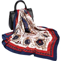 women fashion square hijab scarf euro style carriage tassel print shawl stole imitate silk kerchief bandana 3535