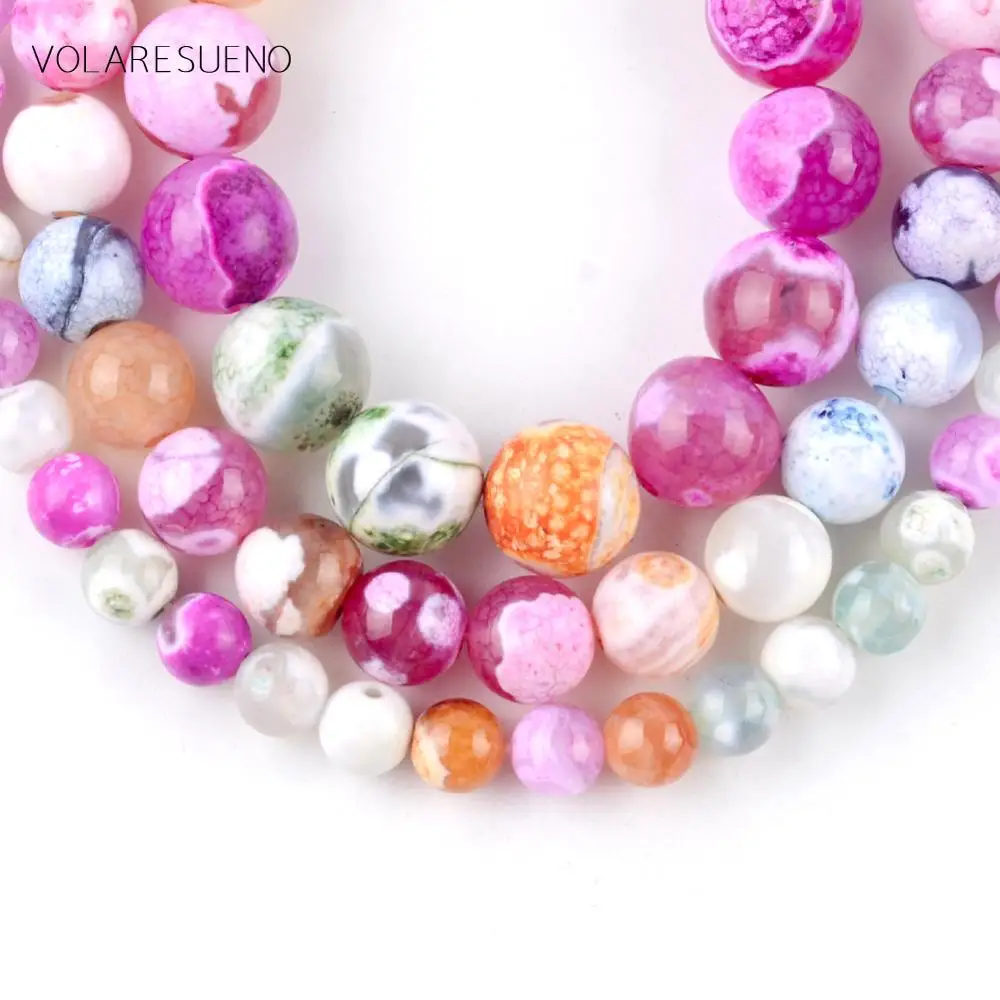 

Natural Colorful Fire Agates Stone Round Beads Spacer Loose Beads For Jewelry Making 6-10mm Diy Bracelets Jewelley Wholasale 15"