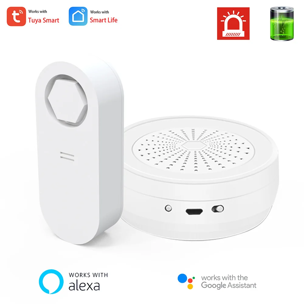 

Tuya Smart RF433 Water Leak Drip Alert Leakage Detector Sensor 100dB Siren Alarm WiFi+RF Hub App Alert Notification Alexa Google
