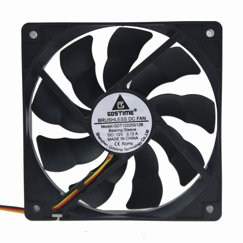 1 шт. Gdstime DC 12 в 120 мм 120x25 пк компьютер 3 контакта 4 бесщеточный чехол охлаждающий