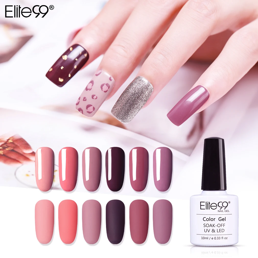 

Elite99 Nail Art Manicure Brick Red Gel Polish Pure Color Soak Off Permanent Gel UV LED Lamp Nail Varnish Primer Gel Polish 10ML