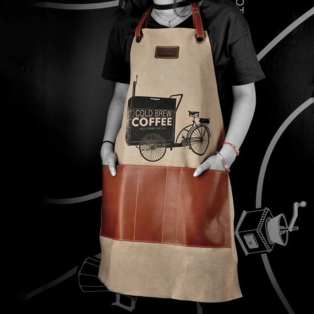 

Simple Denim Barista Apron Wear-resistant And Breathable Coffee Shop Apron Half-length Korean Style Fashion Kitchen Overalls