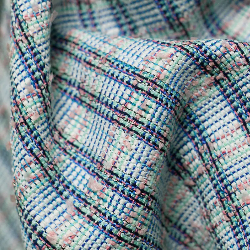 White wacberry France Blue Pink Plaid Tweed Fabrics Garment Material Autumn Women Jacket Coat Sewing Cloth Tailor Freeshipping | Дом и сад