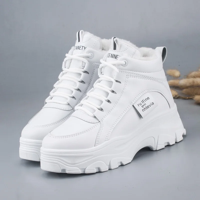 Murah Sneakers Kasual Wanita; Sneakers Musim Dingin Dengan Bulu Mewah; Sepatu Wanita Hangat; Sepatu Wanita Bertali; Sepatu Wanita Menyala