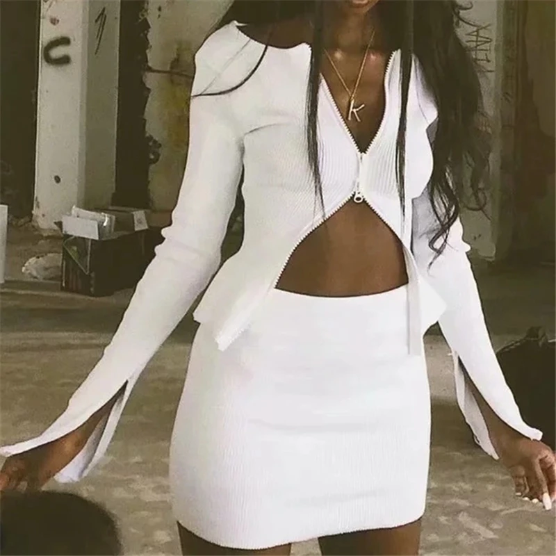 Женский комплект из юбки и топа спортивный костюм Женская облегающая уличная