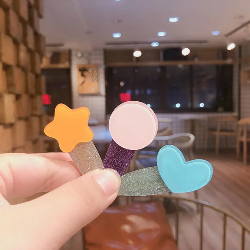 

3PCS/Set Candy Color Heart Hair Clips For Women Girls Geometric Korean Star Style Hairpins Glitter Kids Hair Accessories AS1592