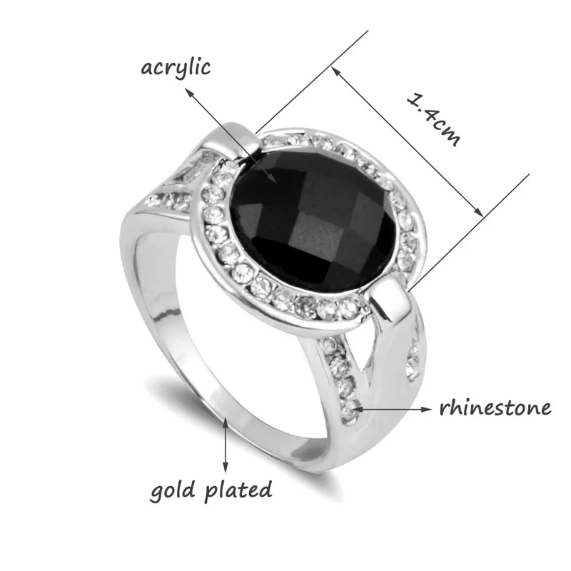 LEEKER винтажные круглые черные акриловые кольца для женщин Серебряный цвет кольцо