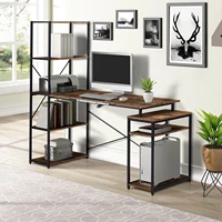 home office computer desk with 5 tier bookshelf and 2 open storage shelf multi function drafting drawing table with tiltable