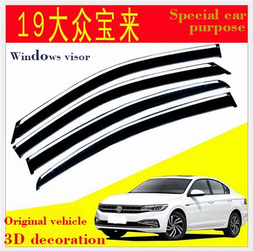 

For VOLKSWAGEN BORA 2019 Car Windows Visor 4PCS High quality 3D Bright Bar Sun Visor Sunshade Rain Guards Shield Auto Moldings
