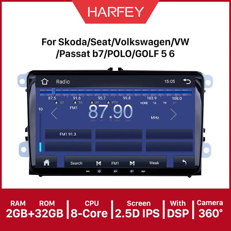 Автомобильный мультимедийный плеер Harfey 2 din 4 ядра GPS Android 10 0 API 29 Авторадио для